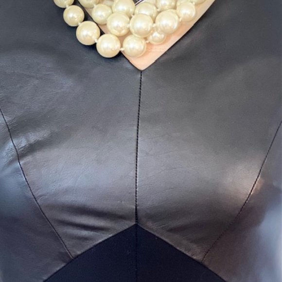 CLUB MONACO V NECK LEATHER TOP DRESS - Picture 5 of 8